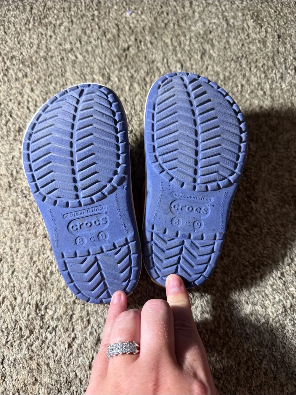 CROCS Kids Blue Clogs with Red Heel Strap